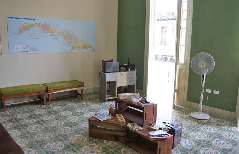 The common room in La Gargola Guesthouse in Old Havana, Cuba