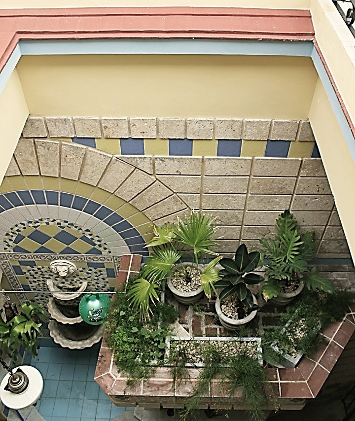 An interior courtyard in a private house in Vedado, Havana, Cuba