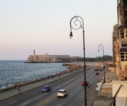 A view of Morro castle in Havana from a guesthouse balcony